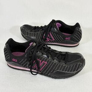 New Balance 442 Running Shoes Womens 8 Black Purple Sneakers Trainers WL442GGP